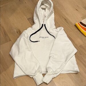 Anine Bing Cream Hoodie Sweater